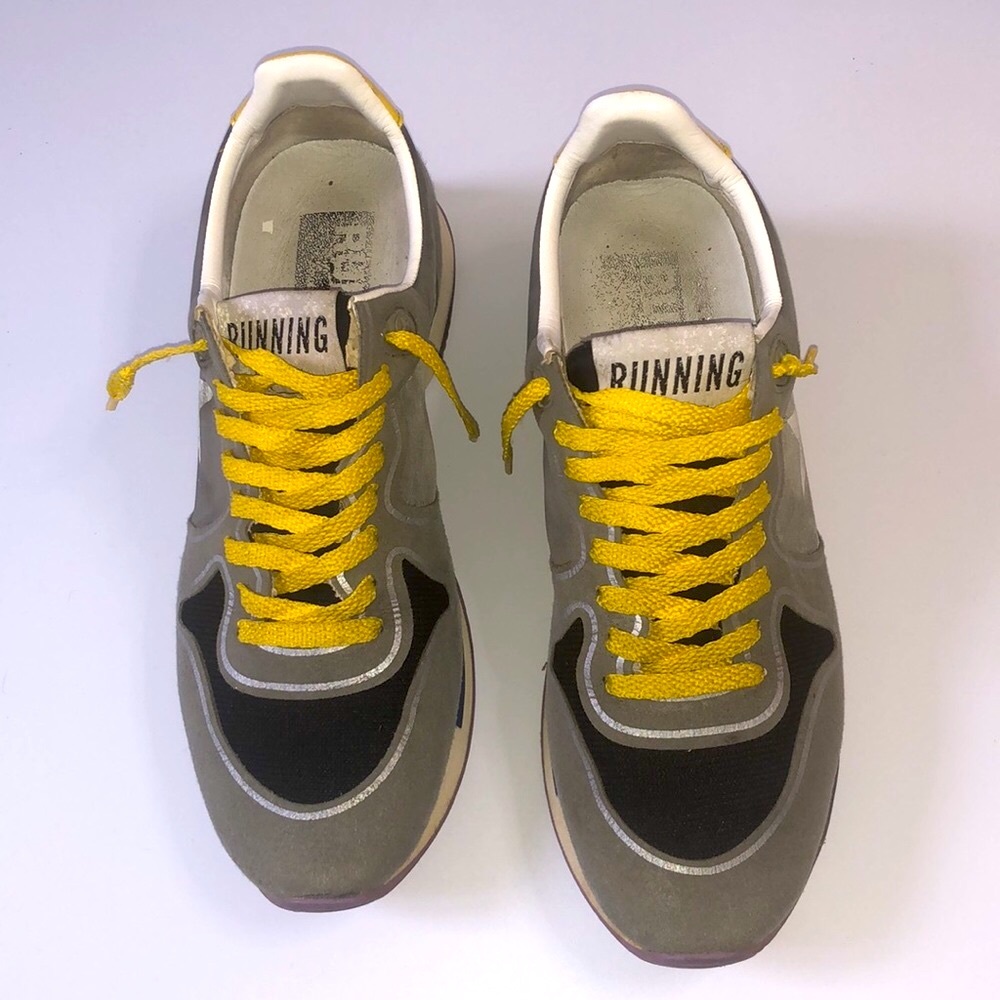 Golden Goose Grey and Black Sneakers with Yellow Laces - Picture 2 of 7